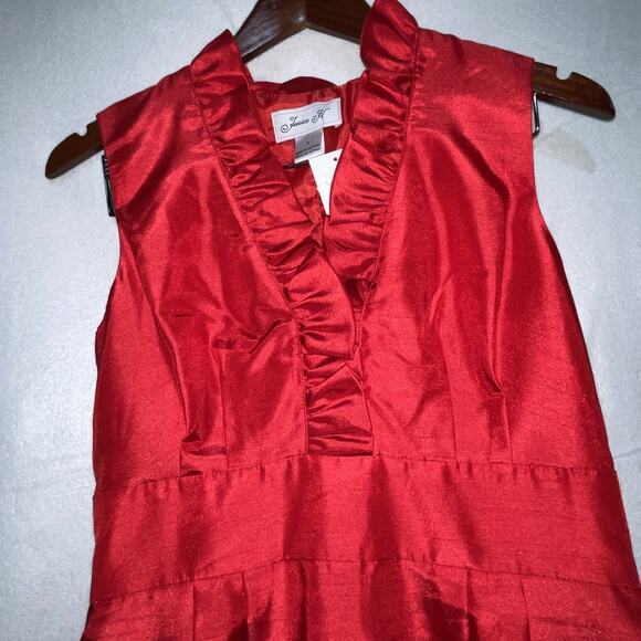 JESSICA HOWARD RED SLEEVELESS RUFFLE TRIM‎ NECKLINE DRESS Size 6 NWT - Picture 5 of 12